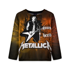 Детский лонгслив 3D с принтом METALLICA в Новосибирске, 100% полиэстер | длинные рукава, круглый вырез горловины, полуприлегающий силуэт
 | металлика