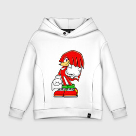 Детское худи Oversize хлопок с принтом Knuckles в Новосибирске, френч-терри — 70% хлопок, 30% полиэстер. Мягкий теплый начес внутри —100% хлопок | боковые карманы, эластичные манжеты и нижняя кромка, капюшон на магнитной кнопке | Тематика изображения на принте: knukles | sonic | ехидна | наклз | соник