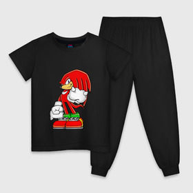 Детская пижама хлопок с принтом Knuckles в Новосибирске, 100% хлопок |  брюки и футболка прямого кроя, без карманов, на брюках мягкая резинка на поясе и по низу штанин
 | Тематика изображения на принте: knukles | sonic | ехидна | наклз | соник