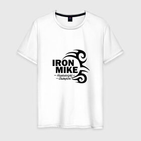 Мужская футболка хлопок с принтом Iron Mike Tyson в Новосибирске, 100% хлопок | прямой крой, круглый вырез горловины, длина до линии бедер, слегка спущенное плечо. | Тематика изображения на принте: майк тайсон