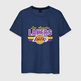 Мужская футболка хлопок с принтом Los Angeles Lakers в Новосибирске, 100% хлопок | прямой крой, круглый вырез горловины, длина до линии бедер, слегка спущенное плечо. | basketball | lakers | баскетболл | лос анджелес | нба