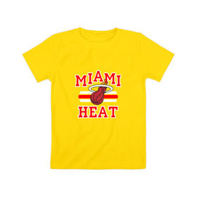 Детская футболка хлопок с принтом Miami Heat в Новосибирске, 100% хлопок | круглый вырез горловины, полуприлегающий силуэт, длина до линии бедер | basketball | nba | баскетболл | майами | нба | хит