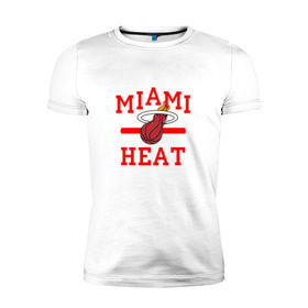 Мужская футболка премиум с принтом Miami Heat в Новосибирске, 92% хлопок, 8% лайкра | приталенный силуэт, круглый вырез ворота, длина до линии бедра, короткий рукав | basketball | nba | баскетболл | майами | нба | хит
