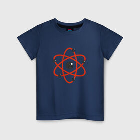Детская футболка хлопок с принтом Atom в Новосибирске, 100% хлопок | круглый вырез горловины, полуприлегающий силуэт, длина до линии бедер | атом | атомэлектрон | молекула | протон | химия