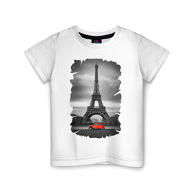 Детская футболка хлопок с принтом Эйфелева башня в Новосибирске, 100% хлопок | круглый вырез горловины, полуприлегающий силуэт, длина до линии бедер | france | paris | париж | франция | эйфелева башня