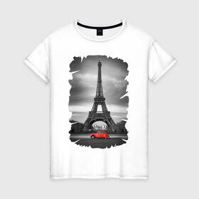 Женская футболка хлопок с принтом Эйфелева башня в Новосибирске, 100% хлопок | прямой крой, круглый вырез горловины, длина до линии бедер, слегка спущенное плечо | france | paris | париж | франция | эйфелева башня