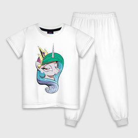 Детская пижама хлопок с принтом Princess Celestia в Новосибирске, 100% хлопок |  брюки и футболка прямого кроя, без карманов, на брюках мягкая резинка на поясе и по низу штанин
 | celestia | mlp | pony | unicorn | пони | селестия