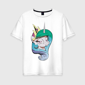 Женская футболка хлопок Oversize с принтом Princess Celestia в Новосибирске, 100% хлопок | свободный крой, круглый ворот, спущенный рукав, длина до линии бедер
 | celestia | mlp | pony | unicorn | пони | селестия