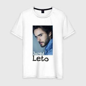 Мужская футболка хлопок с принтом Jared Leto в Новосибирске, 100% хлопок | прямой крой, круглый вырез горловины, длина до линии бедер, слегка спущенное плечо. | 