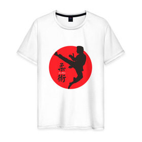 Мужская футболка хлопок с принтом Джиу-джитсу в Новосибирске, 100% хлопок | прямой крой, круглый вырез горловины, длина до линии бедер, слегка спущенное плечо. | боевые искусства | джиу джитсуджиу джитсу | самурай | япония
