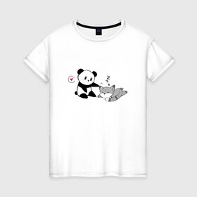 Женская футболка хлопок с принтом Милости в Новосибирске, 100% хлопок | прямой крой, круглый вырез горловины, длина до линии бедер, слегка спущенное плечо | панда