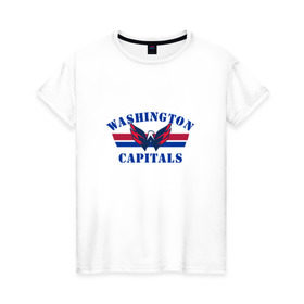 Женская футболка хлопок с принтом Washington Capitals WC в Новосибирске, 100% хлопок | прямой крой, круглый вырез горловины, длина до линии бедер, слегка спущенное плечо | capitals | ovechkin | washington | вашингтон | овечкин