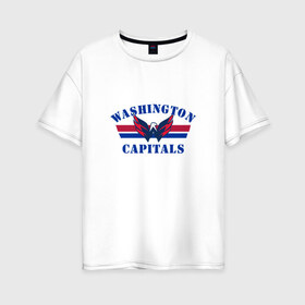 Женская футболка хлопок Oversize с принтом Washington Capitals WC в Новосибирске, 100% хлопок | свободный крой, круглый ворот, спущенный рукав, длина до линии бедер
 | capitals | ovechkin | washington | вашингтон | овечкин