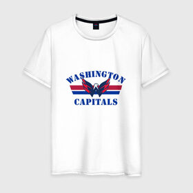Мужская футболка хлопок с принтом Washington Capitals WC в Новосибирске, 100% хлопок | прямой крой, круглый вырез горловины, длина до линии бедер, слегка спущенное плечо. | capitals | ovechkin | washington | вашингтон | овечкин