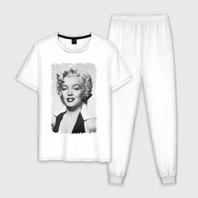 Мужская пижама хлопок с принтом Мэрилин Монро (Marilyn Monroe) в Новосибирске, 100% хлопок | брюки и футболка прямого кроя, без карманов, на брюках мягкая резинка на поясе и по низу штанин
 | marilyn monroe | актриса | мэрилин монро | певица