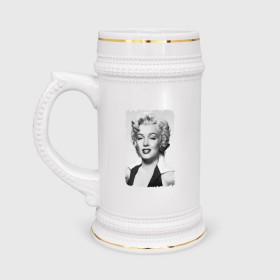 Кружка пивная с принтом Мэрилин Монро (Marilyn Monroe) в Новосибирске,  керамика (Материал выдерживает высокую температуру, стоит избегать резкого перепада температур) |  объем 630 мл | marilyn monroe | актриса | мэрилин монро | певица