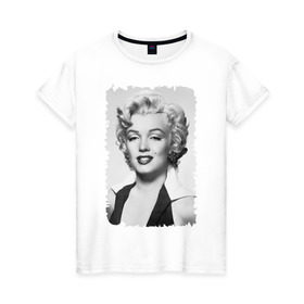 Женская футболка хлопок с принтом Мэрилин Монро (Marilyn Monroe) в Новосибирске, 100% хлопок | прямой крой, круглый вырез горловины, длина до линии бедер, слегка спущенное плечо | marilyn monroe | актриса | мэрилин монро | певица