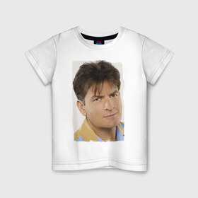 Детская футболка хлопок с принтом Чарли Шин (Charlie Sheen) в Новосибирске, 100% хлопок | круглый вырез горловины, полуприлегающий силуэт, длина до линии бедер | charlie sheen | кинозвезда | ситком | чарли шин