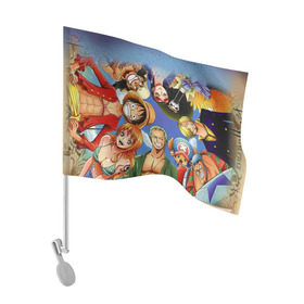 Флаг для автомобиля с принтом One Piece в Новосибирске, 100% полиэстер | Размер: 30*21 см | anime | one piece | аниме | ван пис
