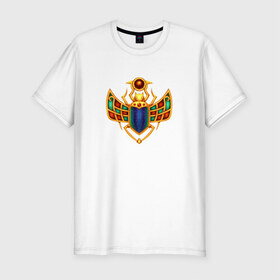 Мужская футболка премиум с принтом Скарабей в Новосибирске, 92% хлопок, 8% лайкра | приталенный силуэт, круглый вырез ворота, длина до линии бедра, короткий рукав | Тематика изображения на принте: 