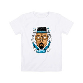 Детская футболка хлопок с принтом Heisenberg - Only Meth в Новосибирске, 100% хлопок | круглый вырез горловины, полуприлегающий силуэт, длина до линии бедер | breaking bad | chef | dope | heisenberg | walter white