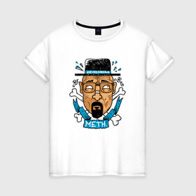 Женская футболка хлопок с принтом Heisenberg - Only Meth в Новосибирске, 100% хлопок | прямой крой, круглый вырез горловины, длина до линии бедер, слегка спущенное плечо | breaking bad | chef | dope | heisenberg | walter white