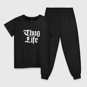 Детская пижама хлопок с принтом Thug Life 2pac в Новосибирске, 100% хлопок |  брюки и футболка прямого кроя, без карманов, на брюках мягкая резинка на поясе и по низу штанин
 | Тематика изображения на принте: 2pac | life | rap | thug | tupac | рэп | тупак