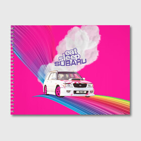 Альбом для рисования с принтом Subaru в Новосибирске, 100% бумага
 | матовая бумага, плотность 200 мг. | drag | eat | ej20 | forester | jdm | rainbow | sf5 | sleep | subaru | субару | супердрифтбитва | форестер