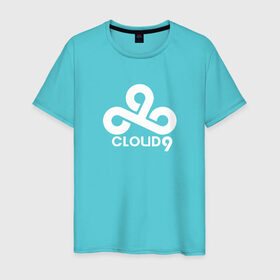 Мужская футболка хлопок с принтом Cloud9 в Новосибирске, 100% хлопок | прямой крой, круглый вырез горловины, длина до линии бедер, слегка спущенное плечо. | на макете изображен логотип известной киберспортивной команды cloud9cloud9
