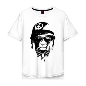 Мужская футболка хлопок Oversize с принтом Pacific cat в Новосибирске, 100% хлопок | свободный крой, круглый ворот, “спинка” длиннее передней части | кот | крутой кот | лев | пацифик
