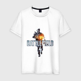 Мужская футболка хлопок с принтом Battlefield 4 в Новосибирске, 100% хлопок | прямой крой, круглый вырез горловины, длина до линии бедер, слегка спущенное плечо. | Тематика изображения на принте: логотип battlefield 4bf battlefield