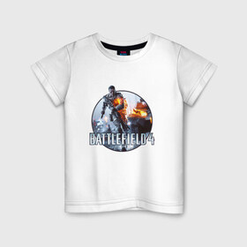 Детская футболка хлопок с принтом Battlefield 4 в Новосибирске, 100% хлопок | круглый вырез горловины, полуприлегающий силуэт, длина до линии бедер | логотип battlefield 4bf battlefield