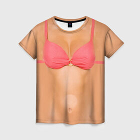 Женская футболка 3D с принтом Идеальное тело в Новосибирске, 100% полиэфир ( синтетическое хлопкоподобное полотно) | прямой крой, круглый вырез горловины, длина до линии бедер | грудь | идеальное | купальник | пресс | спорт | тело | торс