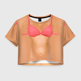 Женская футболка 3D укороченная с принтом Идеальное тело в Новосибирске, 100% полиэстер | круглая горловина, длина футболки до линии талии, рукава с отворотами | грудь | идеальное | купальник | пресс | спорт | тело | торс