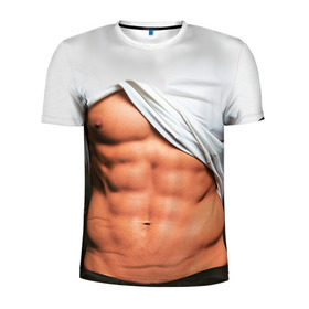 Мужская футболка 3D спортивная с принтом Идеальное тело в Новосибирске, 100% полиэстер с улучшенными характеристиками | приталенный силуэт, круглая горловина, широкие плечи, сужается к линии бедра | идеальное | пресс | спорт | тело | торс