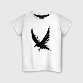 Детская футболка хлопок с принтом Ворон в Новосибирске, 100% хлопок | круглый вырез горловины, полуприлегающий силуэт, длина до линии бедер | ворона | черная ворона | черная ворона в виде рисунка краской | черниламиворон