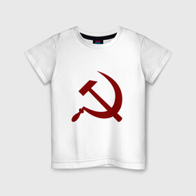 Детская футболка хлопок с принтом Серп и молот в Новосибирске, 100% хлопок | круглый вырез горловины, полуприлегающий силуэт, длина до линии бедер | Тематика изображения на принте: молот | серп и молотсерп | ссср