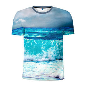Мужская футболка 3D спортивная с принтом Волны в Новосибирске, 100% полиэстер с улучшенными характеристиками | приталенный силуэт, круглая горловина, широкие плечи, сужается к линии бедра | берег | вода | волны | море | пейзаж | прилив