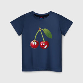 Детская футболка хлопок с принтом Вишня в Новосибирске, 100% хлопок | круглый вырез горловины, полуприлегающий силуэт, длина до линии бедер | вишнявишня | смайл | смайлик | улыбка | фрукты