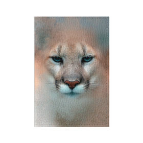 Обложка для паспорта матовая кожа с принтом Пума в Новосибирске, натуральная матовая кожа | размер 19,3 х 13,7 см; прозрачные пластиковые крепления | Тематика изображения на принте: животные | киса | кошка | пума