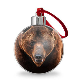 Ёлочный шар с принтом Медведь в Новосибирске, Пластик | Диаметр: 77 мм | Тематика изображения на принте: бурый | гризли | животные | медведь | мишка