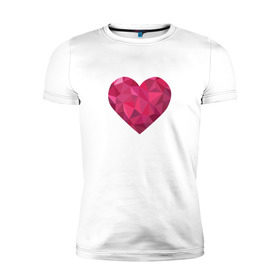 Мужская футболка премиум с принтом Полигональное сердце в Новосибирске, 92% хлопок, 8% лайкра | приталенный силуэт, круглый вырез ворота, длина до линии бедра, короткий рукав | полигональное сердцелюбовь | сердце