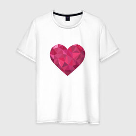 Мужская футболка хлопок с принтом Полигональное сердце в Новосибирске, 100% хлопок | прямой крой, круглый вырез горловины, длина до линии бедер, слегка спущенное плечо. | полигональное сердцелюбовь | сердце