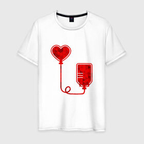Мужская футболка хлопок с принтом Донор крови в Новосибирске, 100% хлопок | прямой крой, круглый вырез горловины, длина до линии бедер, слегка спущенное плечо. | Тематика изображения на принте: донор кровидонор | кровь | сердце