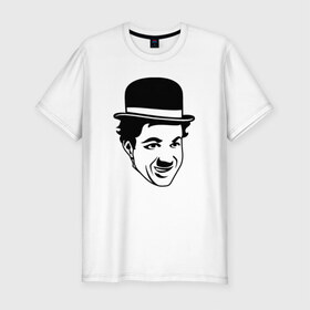 Мужская футболка премиум с принтом Чарли Чаплин в Новосибирске, 92% хлопок, 8% лайкра | приталенный силуэт, круглый вырез ворота, длина до линии бедра, короткий рукав | Тематика изображения на принте: 