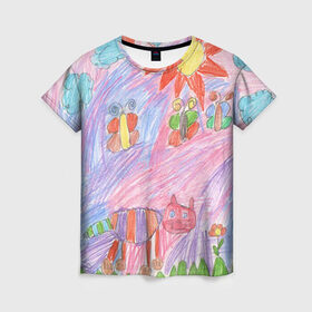 Женская футболка 3D с принтом Детские рисунки в Новосибирске, 100% полиэфир ( синтетическое хлопкоподобное полотно) | прямой крой, круглый вырез горловины, длина до линии бедер | dg | габбана | детский | дольче | карандаш | картина | мода | рисунок