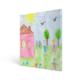 Холст квадратный с принтом Детские рисунки в Новосибирске, 100% ПВХ |  | dg | габбана | детский | дольче | карандаш | картина | мода | рисунок