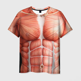 Мужская футболка 3D с принтом Мышцы в Новосибирске, 100% полиэфир | прямой крой, круглый вырез горловины, длина до линии бедер | Тематика изображения на принте: bodybuilding | бодибилдер | бодибилдинг | качалка | качок | мышцы | спорт | тело | тренажер