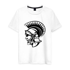 Мужская футболка хлопок с принтом Римский воин в Новосибирске, 100% хлопок | прямой крой, круглый вырез горловины, длина до линии бедер, слегка спущенное плечо. | rome | воин | война | история | римский воинрим | солдат | шлем