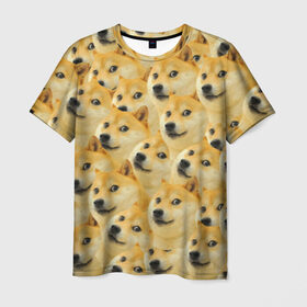 Мужская футболка 3D с принтом Doge в Новосибирске, 100% полиэфир | прямой крой, круглый вырез горловины, длина до линии бедер | doge